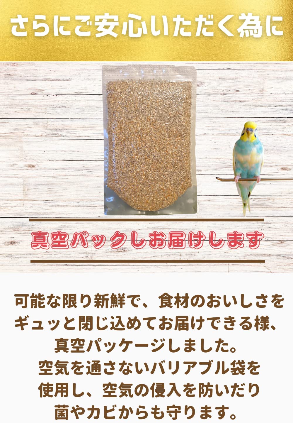 鳥さんのごはん 獣医さん推薦 栽培時農薬不使用 真空パック包装 インコ