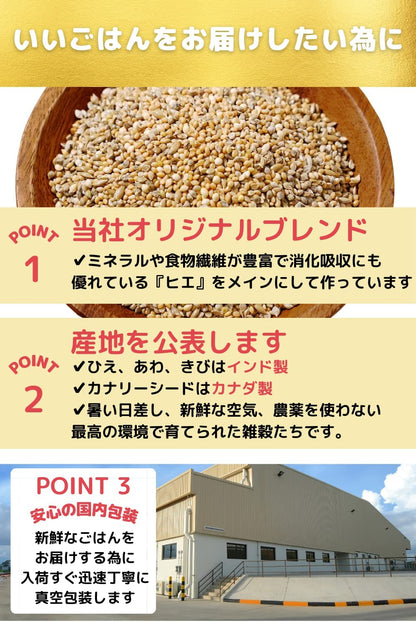 鳥さんのごはん 獣医さん推薦 栽培時農薬不使用 農薬検査済み インコの餌 500g 初回購入とレビューで150円引きクーポン